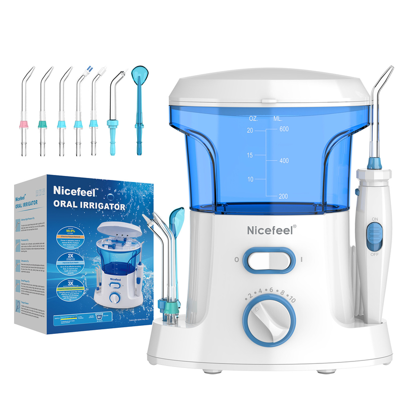 Filo interdentale regolabile in acqua ABS da 600 ml per uso familiare spa orale bianco blu