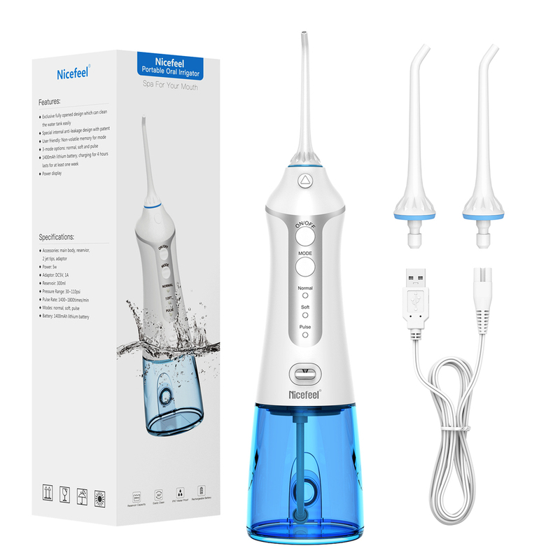Flosser d'acqua compatto fai da te - 0,3 kg - Frequenza di impulso 1400-1700 volte/minuto - 18,5*8,5*5,5 cm