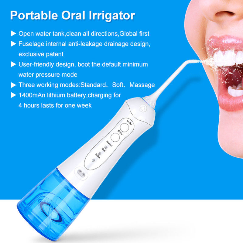 Acqua Flosser senza cordone, pulitore portatile con 3 modi, pulizia potente, 300ML serbatoio di acqua, IPX7 dei denti impermeabile